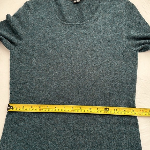 Theory green multicolor crew neck cashmere fitted sweater dress M - Picture 9 of 11